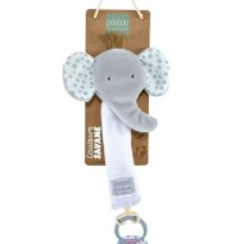 Online Attache sucette éléphant - 18 cm - gris clair Couleurs Savane|Attache Sucette