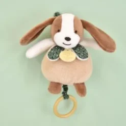 Sale Boite a musique bebe - Chien marron et vert - 20 cm Rikikis & Méli Mélo|Boîte À Musique