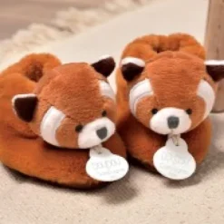 Clearance Chaussons bebe en peluche panda roux - Unicef - 0-6 mois Les Coffrets À Offrir|Collection Unicef
