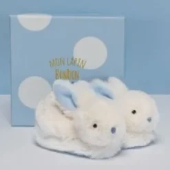 Discount Coffret cadeau naissance chaussons lapin bleu avec hochet - 0/6 mois Les Coffrets À Offrir|Les Prix Doux