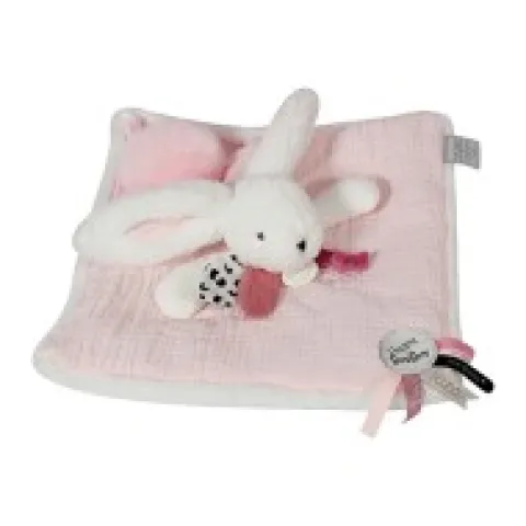 Outlet Coffret Doudou carré Lapin rose - Happy Blush - 25 cm Happy Doudou|Lapin