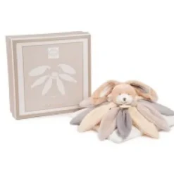 New Coffret Doudou lapin pétales Collector taupe - 28 cm Les Coffrets À Offrir|Cadeaux Naissance