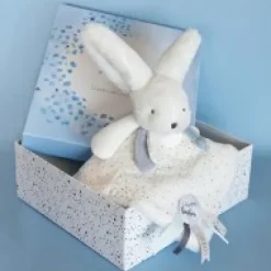 Online Coffret Doudou plat Lapin bleu - Happy Glossy - 25 cm Happy Doudou|Lapin