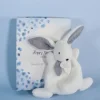 Best Coffret Mini Doudou Lapin Bleu - Happy Glossy - 17 cm Cadeau À Moins De 20€|Happy Doudou