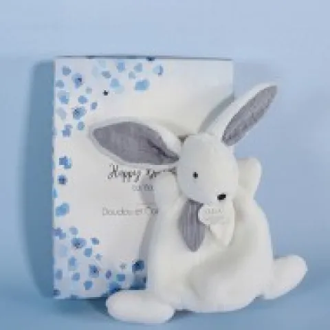 Best Coffret Mini Doudou Lapin Bleu - Happy Glossy - 17 cm Cadeau À Moins De 20€|Happy Doudou