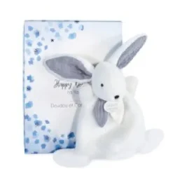 Best Coffret Mini Doudou Lapin Bleu - Happy Glossy - 17 cm Cadeau À Moins De 20€|Happy Doudou
