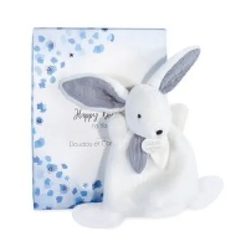 Best Coffret Mini Doudou Lapin Bleu - Happy Glossy - 17 cm Cadeau À Moins De 20€|Happy Doudou