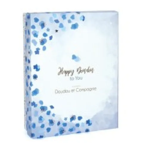 Best Coffret Mini Doudou Lapin Bleu - Happy Glossy - 17 cm Cadeau À Moins De 20€|Happy Doudou