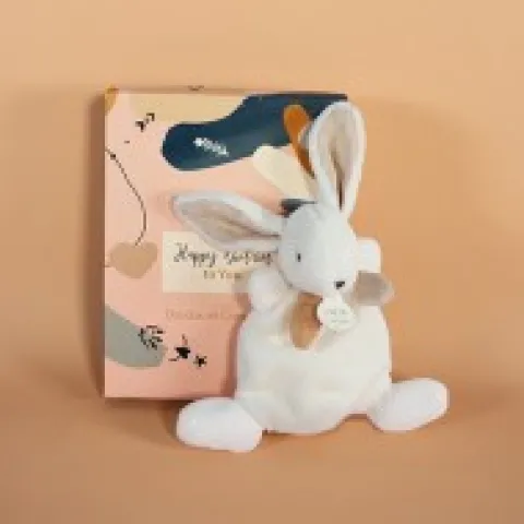 Outlet Coffret Mini Doudou plat Lapin beige - Happy Wild - 17 cm Happy Doudou|Lapin