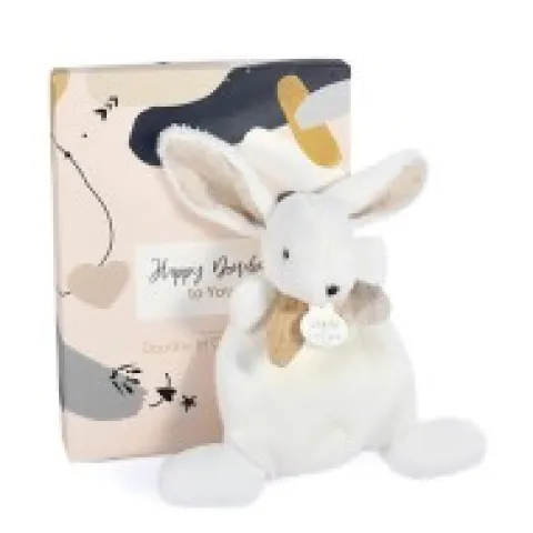 Outlet Coffret Mini Doudou plat Lapin beige - Happy Wild - 17 cm Happy Doudou|Lapin