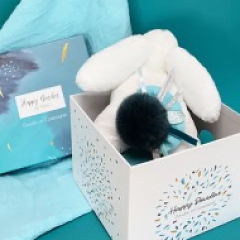 Discount Coffret Pantin Lapin bleu - Happy Pop - 25 cm Les Coffrets À Offrir|Happy Doudou