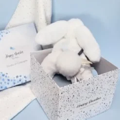 Discount Coffret Pantin Lapin bleu - Happy Glossy - 25 cm Happy Doudou|Lapin