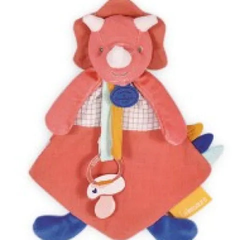 Hot Coffret peluche dinosaure orange - Attache tetine Lou - 23 cm Les Prix Doux|Calinosaure