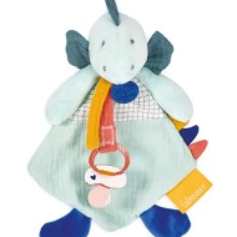 Sale Coffret peluche dinosaure vert - Attache-tetine Filou - 23 cm Les Prix Doux|Calinosaure