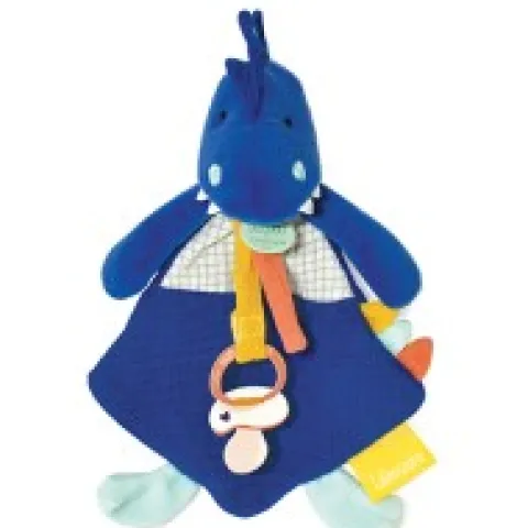 Clearance Coffret peluche dinosaure bleu- Attache tétine Sashou - 23 cm Les Prix Doux|Calinosaure