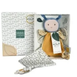 Outlet Doudou attache sucette abeille Pollen en coton BIO - 17  cm Les Prix Doux|Doudous Coton Bio