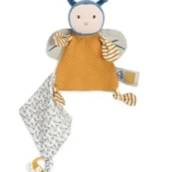 Outlet Doudou attache sucette abeille Pollen en coton BIO - 17 cm Les Prix Doux|Doudous Coton Bio