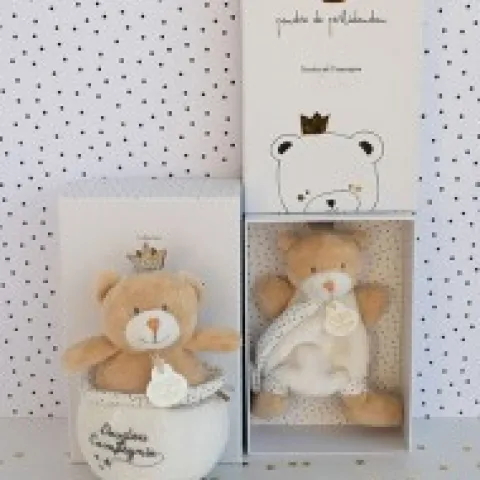 Best Doudou attache sucette ours Petit Roi marron - 15 cm Cadeau À Moins De 20€|Cadeaux Naissance