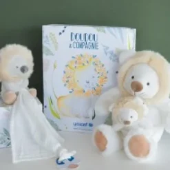 Fashion Doudou attache sucette peluche lion - 12 cm - Unicef Collection Unicef