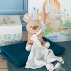 Hot Doudou attache-sucette peluche kangourou - 12 cm - Unicef Cadeau À Moins De 20€|Collection Unicef