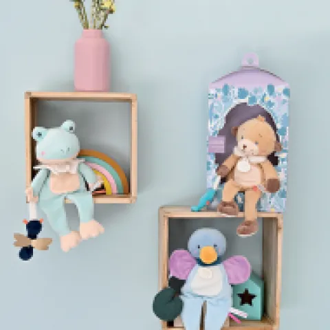 Sale Doudou canard bleu avec feuille - "Mon petit coin-coin" Les Prix Doux|Hochets Et Pantins D'activités