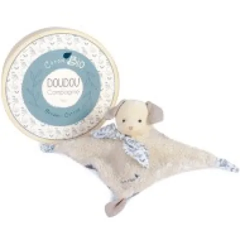 Sale Doudou carré plat chien bleu en coton BIO - 25 cm Les Prix Doux|Doudous Coton Bio