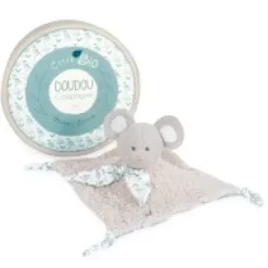 Online Doudou carré plat Souris grise en coton BIO- 25 cm Les Prix Doux|Doudous Coton Bio