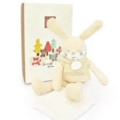 Outlet Doudou Lapin beige avec mouchoir - Sweety - 25 cm Cadeau À Moins De 20€|Lapin
