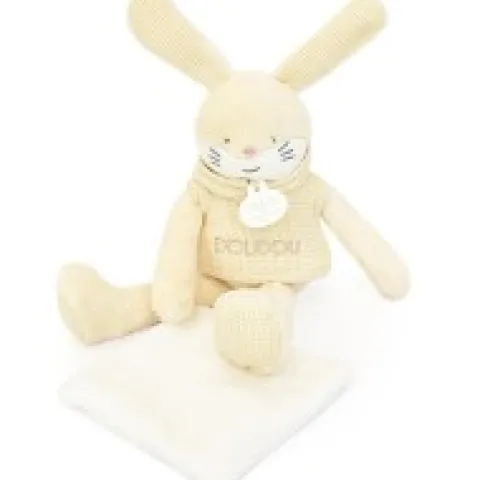 Outlet Doudou Lapin beige avec mouchoir - Sweety - 25 cm Cadeau À Moins De 20€|Lapin