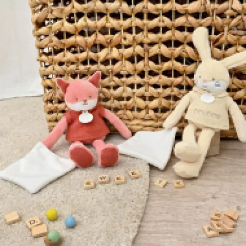 Outlet Doudou Lapin beige avec mouchoir - Sweety - 25 cm Cadeau À Moins De 20€|Lapin