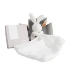 New Doudou lapin mouchoir - 10 cm - Boite fleur Cadeau À Moins De 20€|Cadeaux Naissance