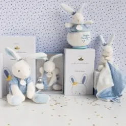 Fashion Doudou lapin mouchoir bleu lapin matelot - 10 cm Cadeau À Moins De 20€|Perlidoudou