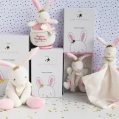Discount Doudou lapin mouchoir rose lapin étoile - 10 cm Cadeau À Moins De 20€|Perlidoudou