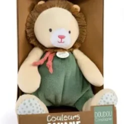 Best Doudou Lion beige et vert - 30 cm Cadeaux Naissance|Couleurs Savane
