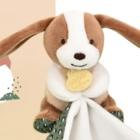 Discount Doudou mouchoir chien vert et marron - 11 cm Rikikis & Méli Mélo|Chien