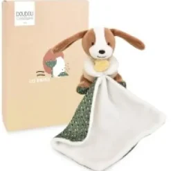 Discount Doudou mouchoir chien vert et marron - 11 cm Rikikis & Méli Mélo|Chien
