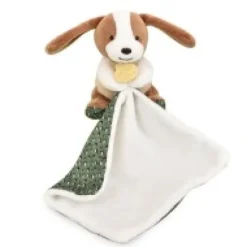 Discount Doudou mouchoir chien vert et marron - 11 cm Rikikis & Méli Mélo|Chien
