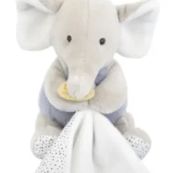 Outlet Doudou mouchoir elephant bleu et gris - 11 cm Les Prix Doux|Rikikis & Méli Mélo