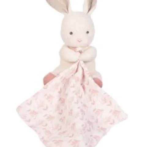 Clearance Doudou mouchoir lapin rose en coton BIO - 15 cm Les Prix Doux|Doudous Coton Bio