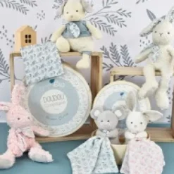 Clearance Doudou mouchoir lapin rose en coton BIO - 15 cm Les Prix Doux|Doudous Coton Bio
