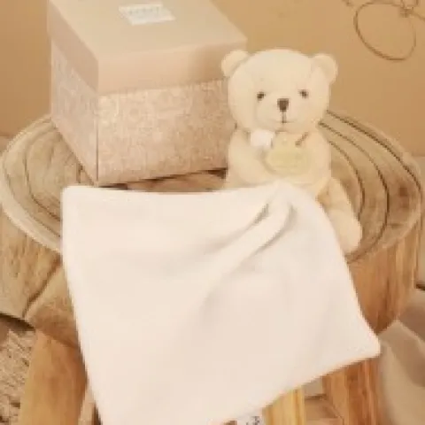 Clearance Doudou mouchoir- Mon petit ourson - Beige - 10 cm Ours
