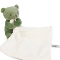 Best Doudou mouchoir- Mon petit ourson - Vert - 10 cm Ours