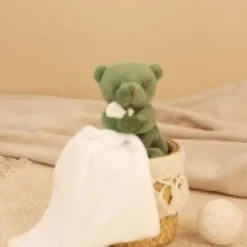 Best Doudou mouchoir- Mon petit ourson - Vert - 10 cm Ours