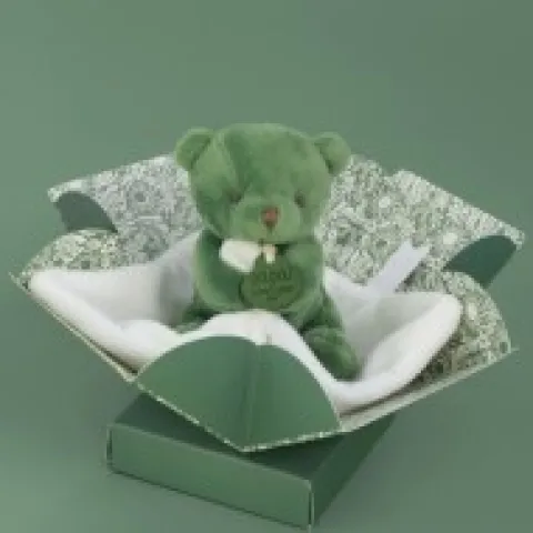 Best Doudou mouchoir- Mon petit ourson - Vert - 10 cm Ours