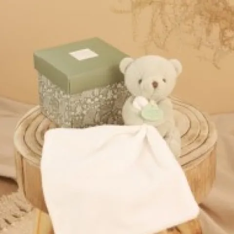 Fashion Doudou mouchoir- Mon petit ourson - Vert Clair - 10 cm Ours|Doudou Mouchoir