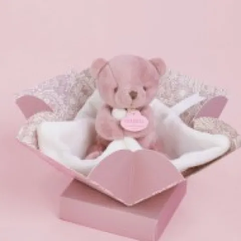 Outlet Doudou mouchoir- Mon petit ourson - Rose - 10 cm Les Iconiques|Ours