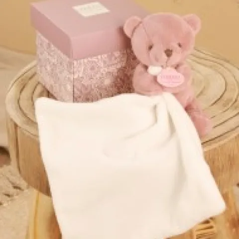 Outlet Doudou mouchoir- Mon petit ourson - Rose - 10 cm Les Iconiques|Ours