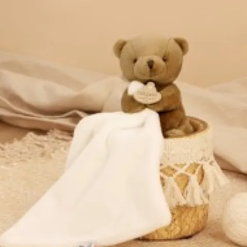 Hot Doudou mouchoir- Mon petit ourson - Marron - 10 cm Ours|Doudou Plat