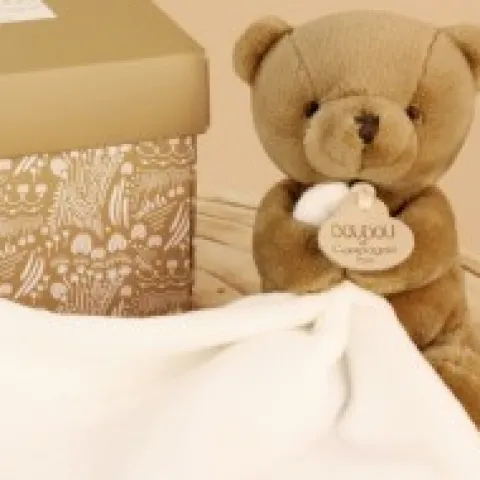 Hot Doudou mouchoir- Mon petit ourson - Marron - 10 cm Ours|Doudou Plat
