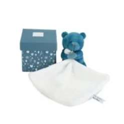 Discount Doudou mouchoir- Mon petit ourson - Bleu - 10 cm Ours